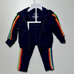 Primary | Blue, Rainbow Stripe | Sweatshirt + Pants Set | 6-12 months